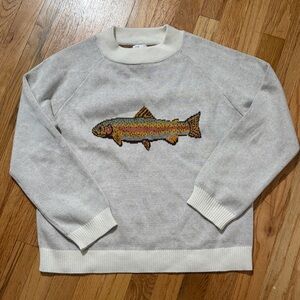 The Sage Vintage Fish Sweater Eggshell crewneck medium